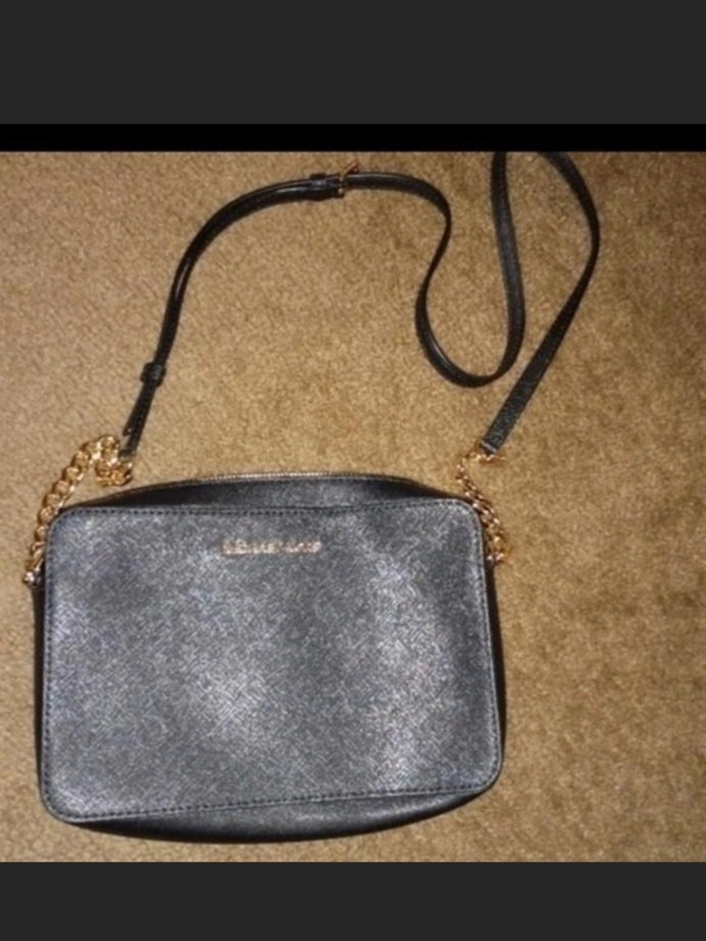 Michael Kors Black Crossbody with Gold Chain Detailing